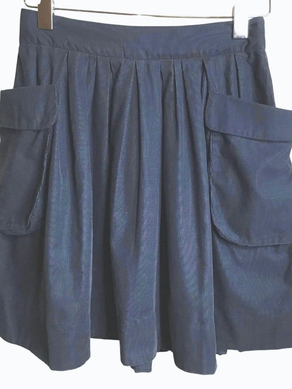 Anthropologie MAEVE Gray Pinwale Corduroy Cargo A-Line Skirt Pockets Sz 8